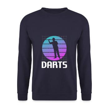 Retro Vintage Classic Darts Dart Player - Unisex Pullover - Navy - Vorne - Alina (178cm) & Michal (187cm)