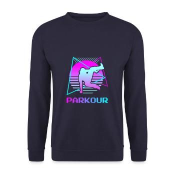 Retro Vintage Classic Parkour Traceur - Unisex Pullover - Navy - Vorne - Alina (178cm) & Michal (187cm)