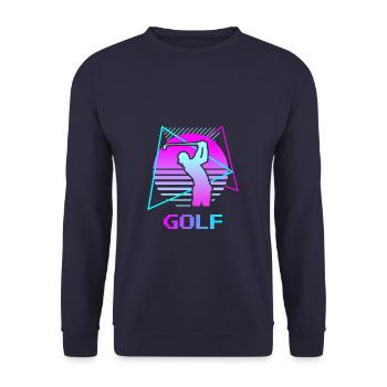 Retro Vintage Classic Golf Golfing Golfer - Unisex Pullover - Navy - Vorne - Alina (178cm) & Michal (187cm)