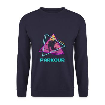 Retro Vintage Classic Parkour Traceur - Unisex Pullover - Navy - Vorne - Alina (178cm) & Michal (187cm)
