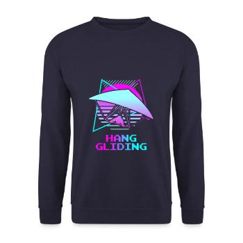 Retro Vintage Classic Hang Gliding Hang Glider - Unisex Pullover - Navy - Vorne - Alina (178cm) & Michal (187cm)