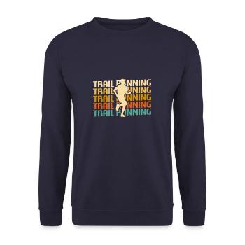 Retro Vintage Classic Trail Running Runner - Unisex Pullover - Navy - Vorne - Alina (178cm) & Michal (187cm)