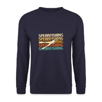 Retro Vintage Classic Spearfishing Fisherman - Unisex Sweatshirt - navy - Front - Alina (178cm) & Michal (187cm)