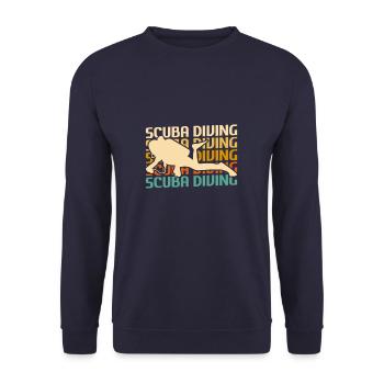 Retro Vintage Classic Scuba Diving Scuba Diver - Unisex Pullover - Navy - Vorne - Alina (178cm) & Michal (187cm)