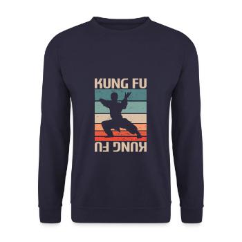 Artiste martial de Kung Fu Classique Rétro Vintage - Sweat-shirt Unisexe - marine - Devant - Alina (178cm) & Michal (187cm)