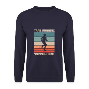 Retro Vintage Classic Trail Running Runner - Unisex Pullover - Navy - Vorne - Alina (178cm) & Michal (187cm)
