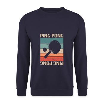 Retro Vintage Classic Ping Pong Table Tennis - Unisex Sweatshirt - navy - Front - Alina (178cm) & Michal (187cm)
