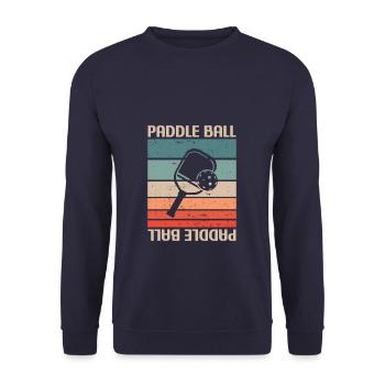 Retro Vintage Classic Pickleball Paddle Ball - Unisex Sweatshirt - navy - Front - Alina (178cm) & Michal (187cm)