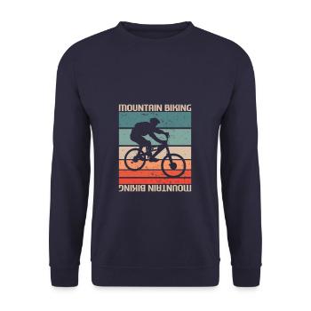 Retro Vintage Classic Mountain Biking - Unisex Pullover - Navy - Vorne - Alina (178cm) & Michal (187cm)