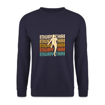 Retro Vintage Classic Muay Thai Boxing Martial - Unisex Sweatshirt - navy - Front - Alina (178cm) & Michal (187cm)