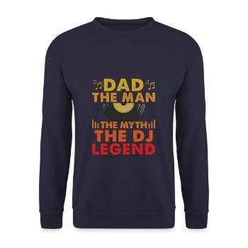 Dad The Myth The DJ Legend - Unisex Pullover - Navy - Vorne - Alina (178cm) & Michal (187cm)
