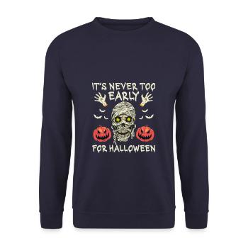 Never Too Early For Halloween - Unisex Pullover - Navy - Vorne - Alina (178cm) & Michal (187cm)