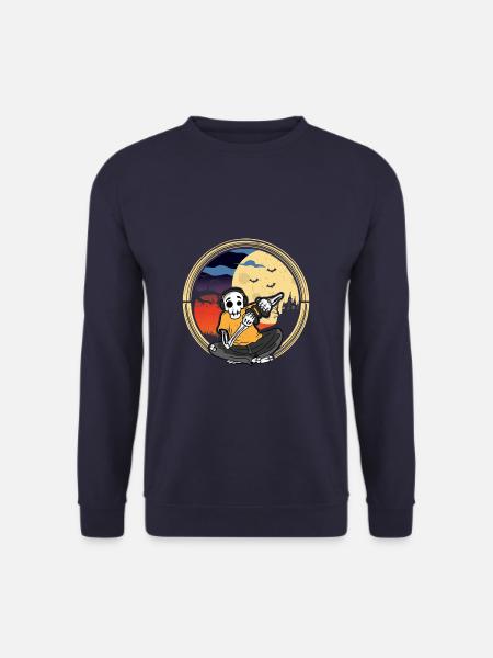 Halloween Skeleton Gamer Playing Videogame - Unisex Pullover - Navy