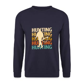 Classic Vintage Retro Hunting Hunter - Unisex Pullover - Navy - Vorne - Alina (178cm) & Michal (187cm)