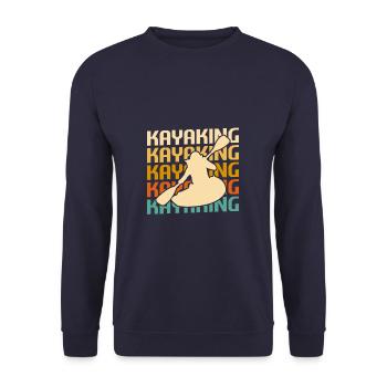 Retro Vintage Classic Kayaking Kayak Kayaker - Unisex Pullover - Navy - Vorne - Alina (178cm) & Michal (187cm)
