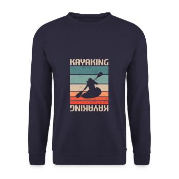 Retro Vintage Classic Kayaking Kayak Kayaker - Unisex Pullover - Navy - Vorne - Alina (178cm) & Michal (187cm)