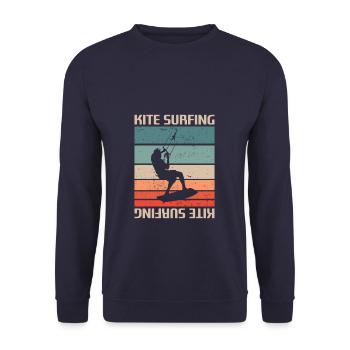 Rétro Vintage Classic Kite Surf Surf Surfer - Sweat-shirt Unisexe - marine - Devant - Alina (178cm) & Michal (187cm)