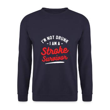 I'm Not Drunk I Am A Stroke Survivor Awareness - Unisex Pullover - Navy - Vorne - Alina (178cm) & Michal (187cm)