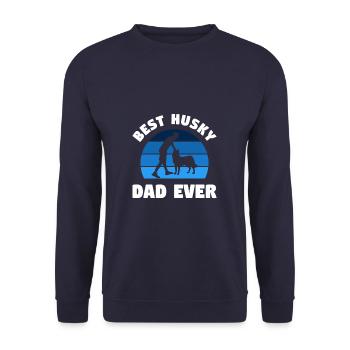 Retro Best Husky Dad Ever Siberian Huskies - Unisex Pullover - Navy - Vorne - Alina (178cm) & Michal (187cm)
