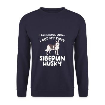 J’étais normal jusqu’à ce que j’aie mon premier husky sibérien H - Sweat-shirt Unisexe - marine - Devant - Alina (178cm) & Michal (187cm)