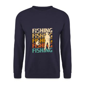 Retro Vintage Classic Fishing Fisherman - Unisex Sweatshirt - navy - Front - Alina (178cm) & Michal (187cm)