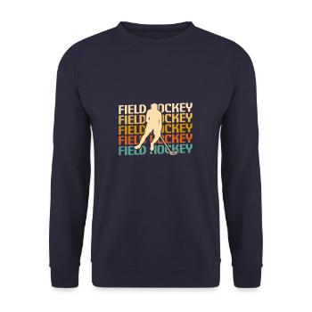 Joueur de hockey sur gazon classique rétro vintage - Sweat-shirt Unisexe - marine - Devant - Alina (178cm) & Michal (187cm)