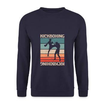 Retro Vintage Classic Kickboxing Kickboxer - Unisex Pullover - Navy - Vorne - Alina (178cm) & Michal (187cm)
