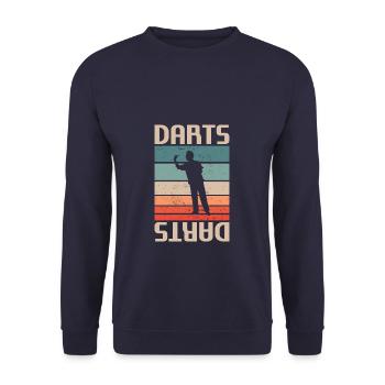 Retro Vintage Classic Darts Dart Player - Unisex Pullover - Navy - Vorne - Alina (178cm) & Michal (187cm)