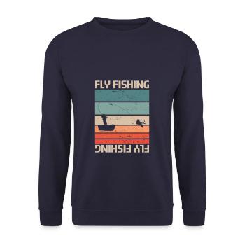 Retro Vintage Classic Fly Fishing Fisherman - Unisex Sweatshirt - navy - Front - Alina (178cm) & Michal (187cm)