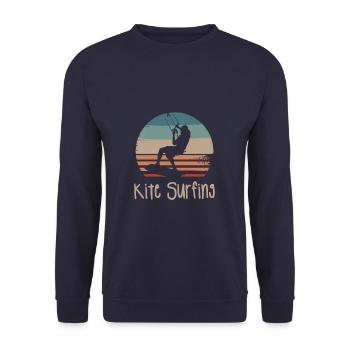 Rétro Vintage Classic Kite Surf Surf Surfer - Sweat-shirt Unisexe - marine - Devant - Alina (178cm) & Michal (187cm)