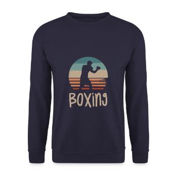 Retro Vintage Classic Boxing Boxer - Unisex Pullover - Navy - Vorne - Alina (178cm) & Michal (187cm)