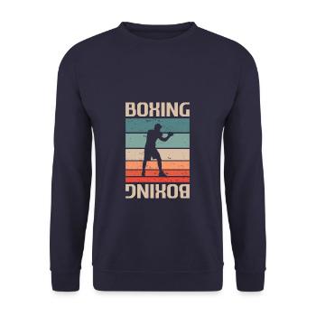Retro Vintage Classic Boxing Boxer - Unisex Pullover - Navy - Vorne - Alina (178cm) & Michal (187cm)