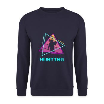 Classic Vintage Retro Hunting Hunter - Unisex Pullover - Navy - Vorne - Alina (178cm) & Michal (187cm)