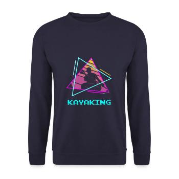 Retro Vintage Classic Kayaking Kayak Kayaker - Unisex Pullover - Navy - Vorne - Alina (178cm) & Michal (187cm)
