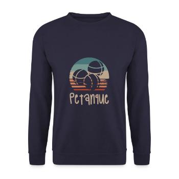 Retro Vintage Classic Petanque Player - Unisex Sweatshirt - navy - Front - Alina (178cm) & Michal (187cm)
