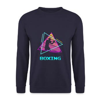 Retro Vintage Classic Boxing Boxer - Unisex Pullover - Navy - Vorne - Alina (178cm) & Michal (187cm)