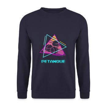 Retro Vintage Classic Petanque Player - Unisex Sweatshirt - navy - Front - Alina (178cm) & Michal (187cm)