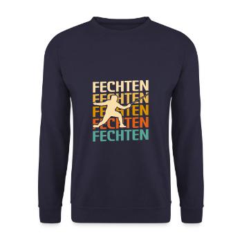 Retro Vintage Classic Fencing Fencer - Unisex Pullover - Navy - Vorne - Alina (178cm) & Michal (187cm)