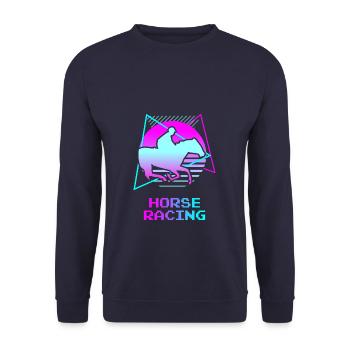Retro Vintage Classic Horse Racing Equestrian - Unisex Pullover - Navy - Vorne - Alina (178cm) & Michal (187cm)