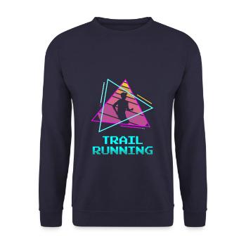 Retro Vintage Classic Trail Running Runner - Unisex Pullover - Navy - Vorne - Alina (178cm) & Michal (187cm)