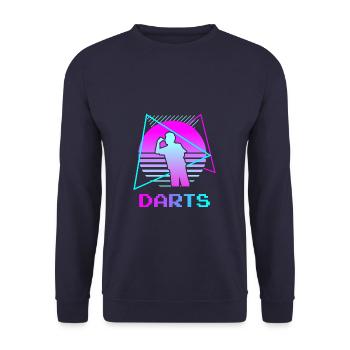 Retro Vintage Classic Darts Dart Player - Unisex Pullover - Navy - Vorne - Alina (178cm) & Michal (187cm)
