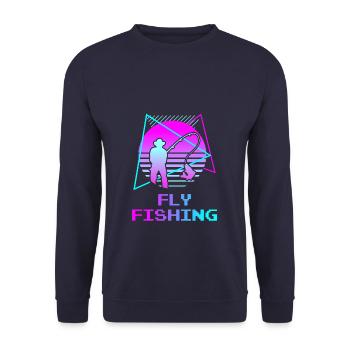 Retro Vintage Classic Fishing Fisherman - Unisex Sweatshirt - navy - Front - Alina (178cm) & Michal (187cm)