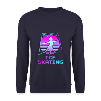 Retro Vintage Classic Ice Skating Skater - Unisex Pullover - Navy - Vorne - Alina (178cm) & Michal (187cm)