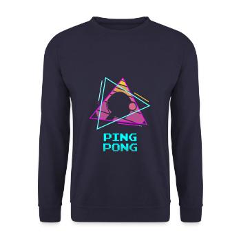 Retro Vintage Classic Ping Pong Table Tennis - Unisex Sweatshirt - navy - Front - Alina (178cm) & Michal (187cm)