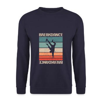 Retro Vintage Classic Breakdancing Breakdance Danc - Unisex Pullover - Navy - Vorne - Alina (178cm) & Michal (187cm)