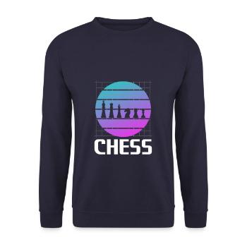 Retro Vintage Classic Chess Player Boardgame - Unisex Pullover - Navy - Vorne - Alina (178cm) & Michal (187cm)