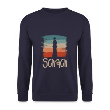 Retro Vintage Classic Chess Player Boardgame - Unisex Pullover - Navy - Vorne - Alina (178cm) & Michal (187cm)