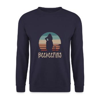 Retro Vintage Classic Beekeeping Beekeeper - Unisex Pullover - Navy - Vorne - Alina (178cm) & Michal (187cm)