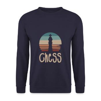 Jeu de société retro vintage classic chess player - Sweat-shirt Unisexe - marine - Devant - Alina (178cm) & Michal (187cm)