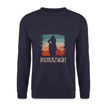 Retro Vintage Classic Beekeeping Beekeeper - Unisex Pullover - Navy - Vorne - Alina (178cm) & Michal (187cm)